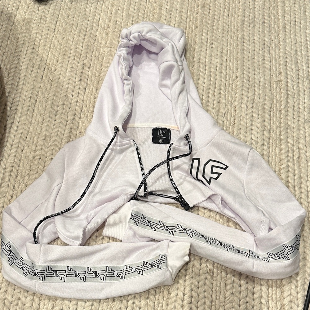 LF White Hoodie with Black Accents